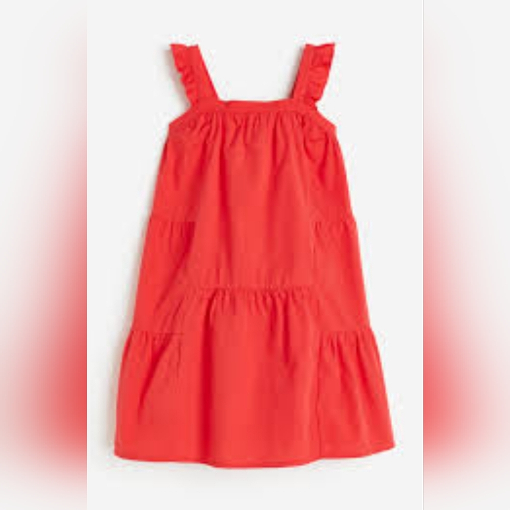H&M Kid's Voluminous Cotton Dress. Orange/Size 6x.